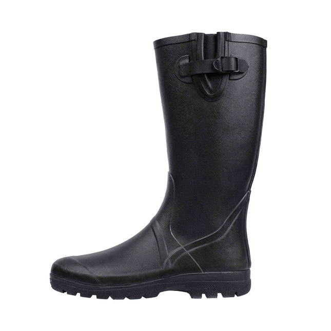 Adult Black Rubber Rainboots with Adjustable Tab