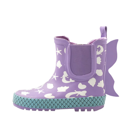 Kids Rubber Rainboots，purple，Mermaid