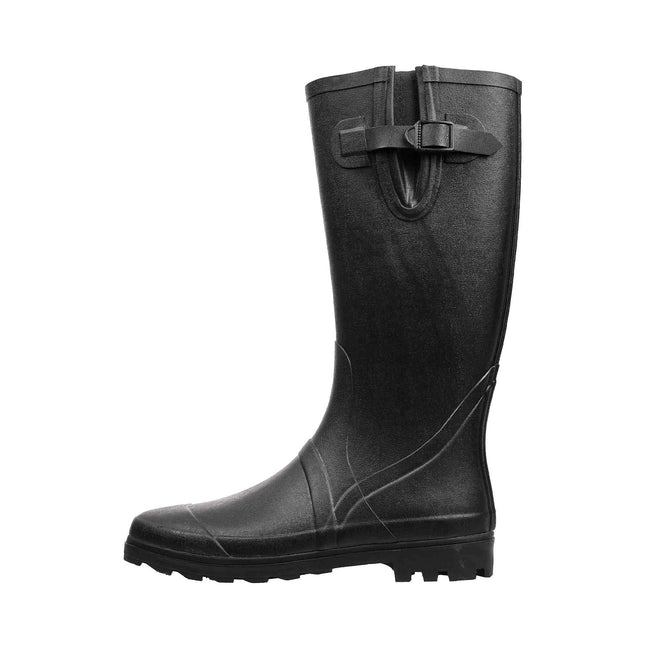 Adult Black Rubber Rainboots with Adjustable Tab