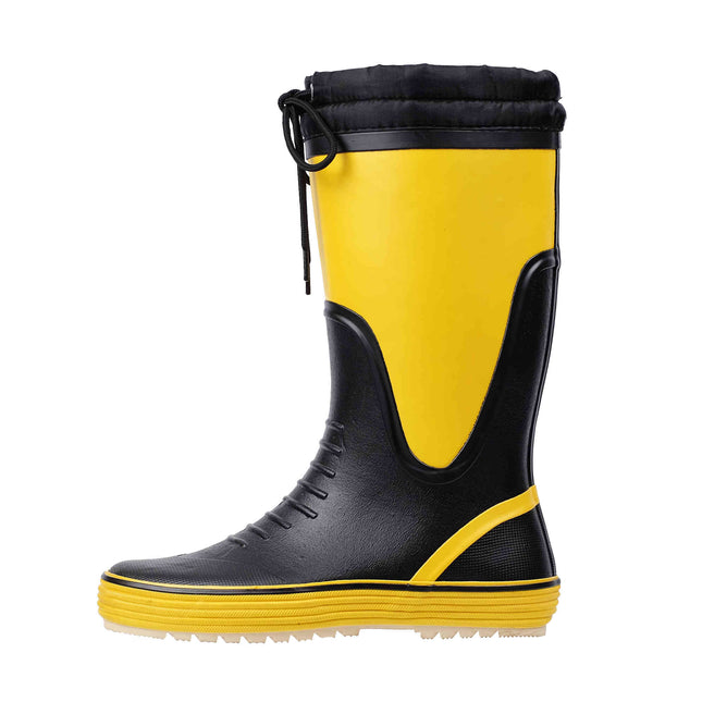 Adult Black and Yellow Rubber Rainboots