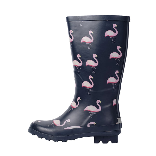 Kids Black Rubber Rainboots,Flamingo