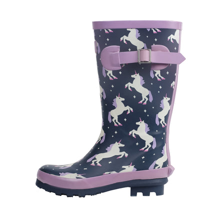 Kids Rubber Rainboots，purple，unicorn