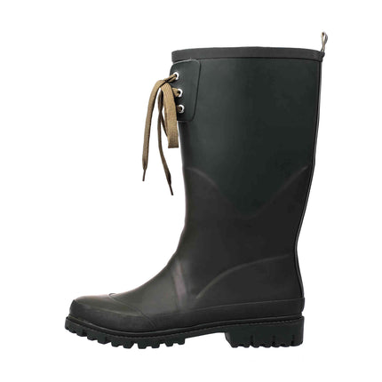 Adult Black Rubber Rainboots with brown laces