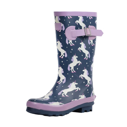 Kids Rubber Rainboots，purple，unicorn