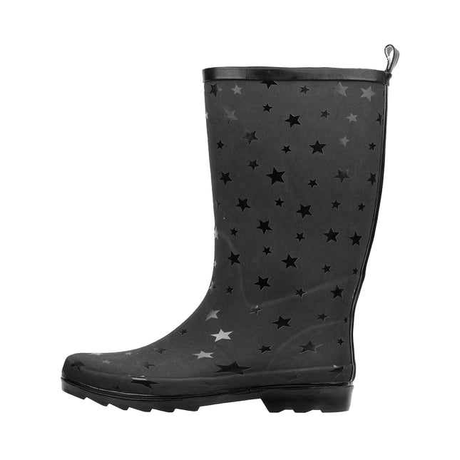 Women's Black Stars Nubuck Rubber Rain Boots
